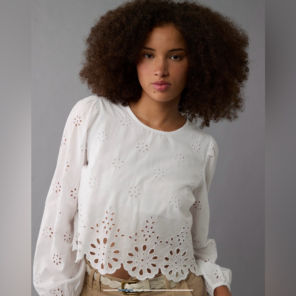 American Eagle Long Slee High Neck Crop Top New With Tags